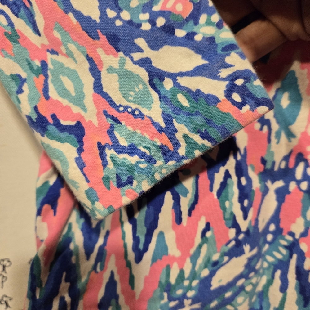EUC Girl's Lily Pulitzer Pink/Blue/White Long Sleeve Top Size L (8-10) - Picture 11 of 12